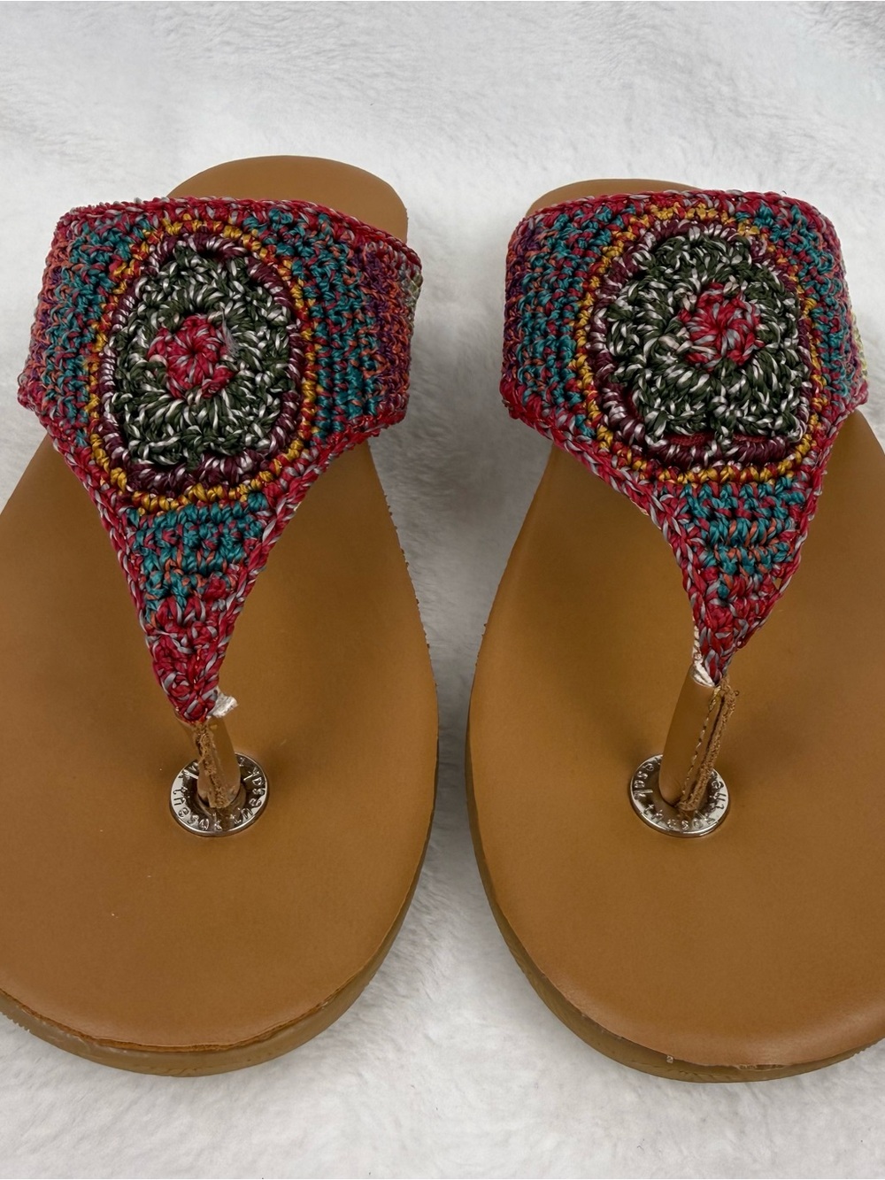The Sak Shana Thong Sandals Womens 7 Crochet Boho Gypsy Stripe Beachwear - Picture 6 of 15